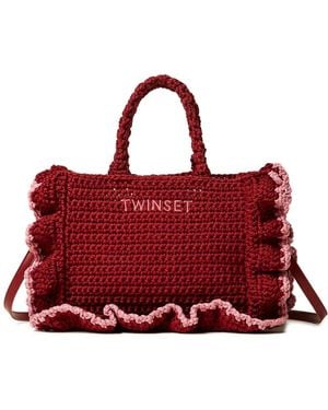 Twinset Ruffled-Detail Tote Bag - Red