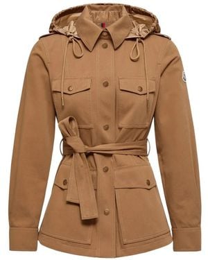 Moncler Belted Hooded Jacket - Natural