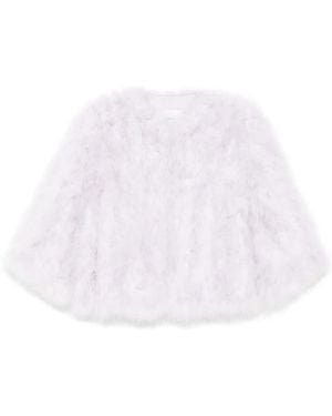 Yves Salomon Feather Silk Jacket - White