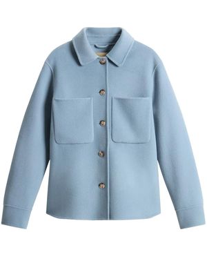 Woolrich Buttoned Wool Over Shirt - Blue