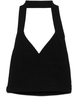 Wardrobe NYC V-Neck Ribbed Top - Black