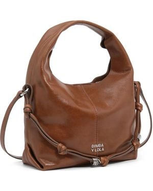Bimba Y Lola Small Cognac Leather Paper Bag - Brown