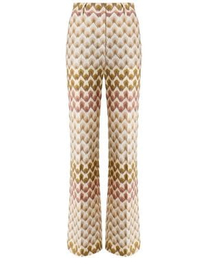 Missoni Chevron-Knit Wide-Leg Pants - Natural