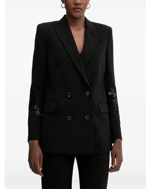 ERMANNO FIRENZE Sequin-Embellished Double-Breasted Blazer - Black