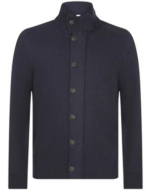 Gran Sasso Button-Up Mock-Neck Cardigan - Blue
