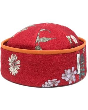 Mantero 1902 Floral-Print Hat - Red