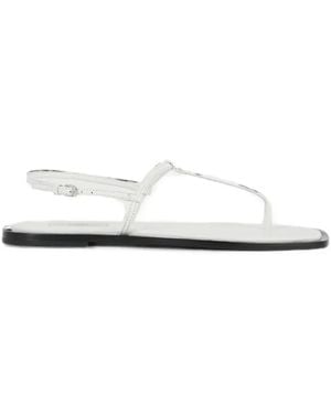 TOTEME T-Strap Leather Sandals - White