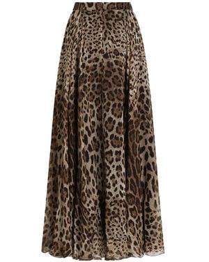 Dolce & Gabbana Chiffon Rok Met Luipaard-Print - Naturel