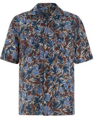 BOGGI Floral-Print Chest-Pocket Shirt - Blue