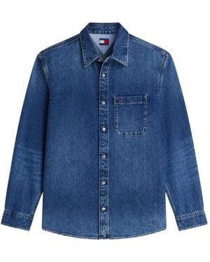 Tommy Hilfiger Logo-Patch Denim Shirt - Blue