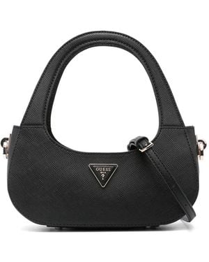 Guess ロゴプレート ハンドバッグ - ブラック