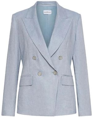 Marella Double-Breasted Blazer - Blue
