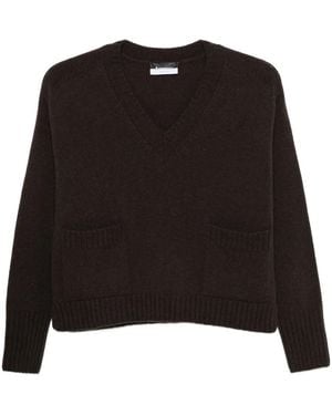 AROVESCIO V-Neck Patch-Pocket Jumper - Black