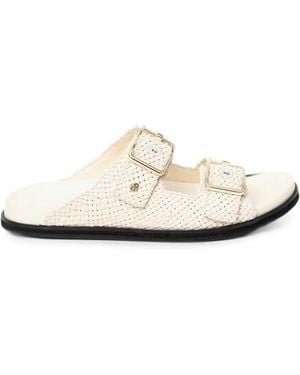 BOSS Woven Buckle-Fastening Sandals - White