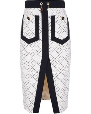 Elisabetta Franchi Jupe Mi-Longue À Motif Géométrique - Noir