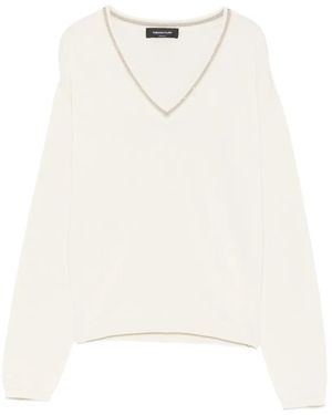 Fabiana Filippi Bead-Embellished V-Neck Jumper - White