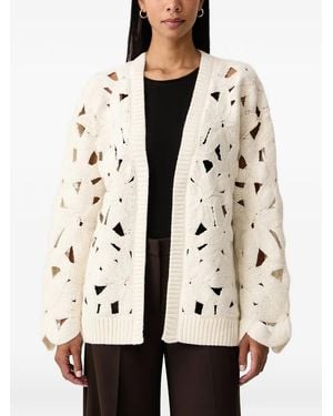 Fracomina Crochet-Knit Cut-Out Cardigan - Natural