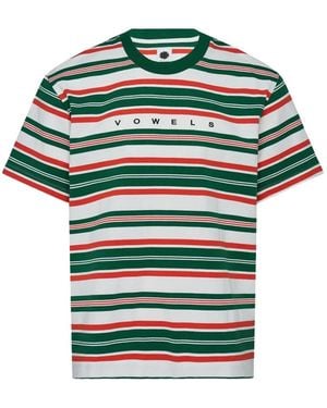 vowels Striped Logo-Detail T-Shirt - Green