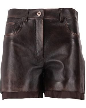 Miu Miu Nappa Leather Shorts - Black