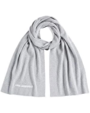 KARL LAGERFELD Bufanda Con Logo Bordado - Blanco