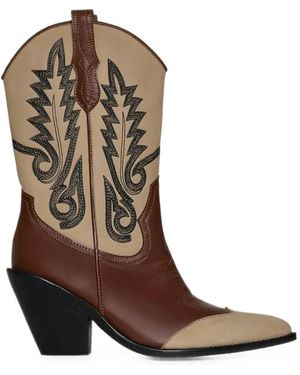 Johanna Ortiz Bottines Alma Latina À Broderies En Cuir - Brown