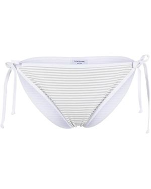 Thom Browne Stripe-Pattern Bikini Bottoms - White