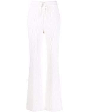 Alberta Ferretti Ribbed Knit Flared Trousers - White