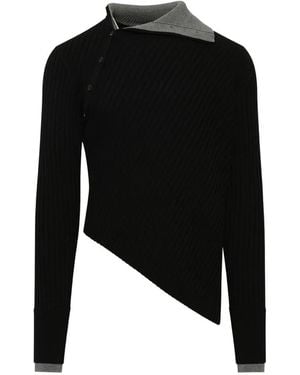 Egonlab Asymmetrical Ribbed-Knit Jumper - Black