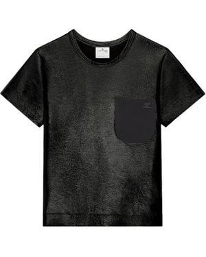 Courreges Pocket-Detail Vinyl T-Shirt - Black