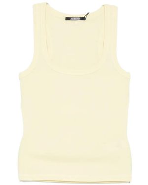 Jacquemus Ribbed-Knit Logo-Patch Vest - Natural