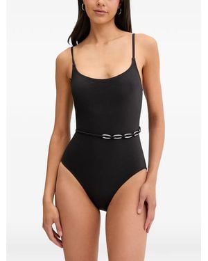 MICHAEL Michael Kors Belted Scoop-Neck Swimsuit - Black