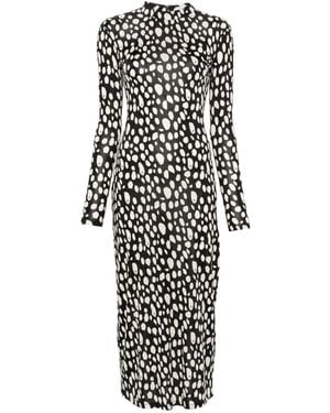 Patrizia Pepe Graphic-Print Long-Sleeve Dress - White