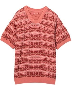 Adererror Patterned Short-Sleeves Top - Red