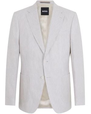 BOSS Striped Single-Breasted Blazer - White