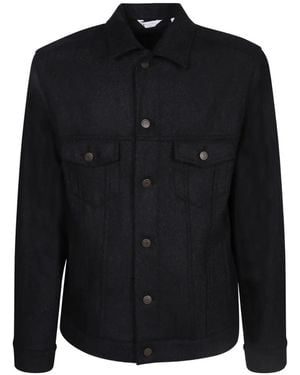 Boglioli Herringbone-Pattern Shirt Jacket - Black