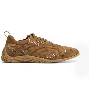 Ash Miura Studded Suede Low-Top Trainers - Brown