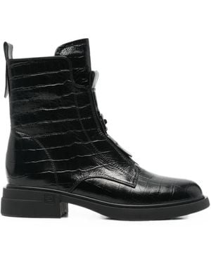 Linda Baumann Croc-Effect Buckled Boots - Black