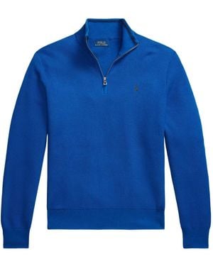Polo Ralph Lauren Quarter-Zip Cotton Sweater - Blue