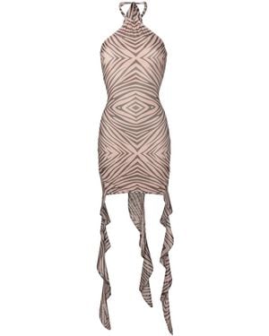 Amir Slama Geometric Animal-Pattern Minidress - Natural