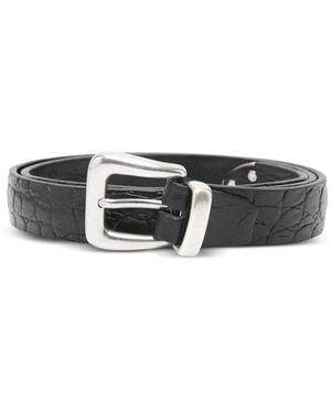 Eraldo Crocodile-Effect Buckle Belt - Black