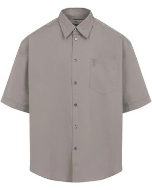Ami Paris Boxy Cotton Shirt - Gray