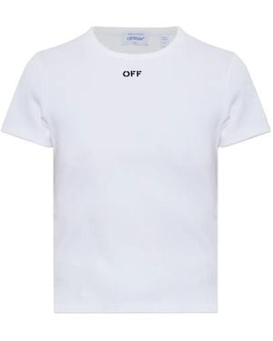 Off-White c/o Virgil Abloh Embroidered-Logo Ribbed T-Shirt - White