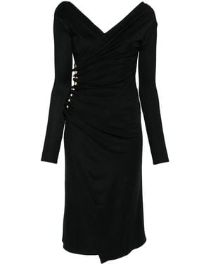 Elisabetta Franchi Side-Button Draped Dress - Black