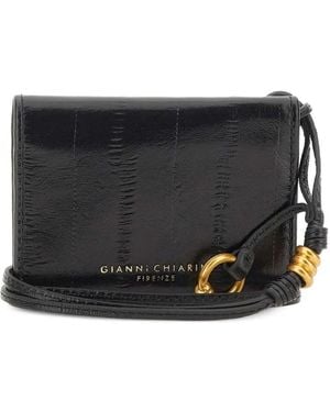 Gianni Chiarini Eel-Effect Leather Card Holder - Black