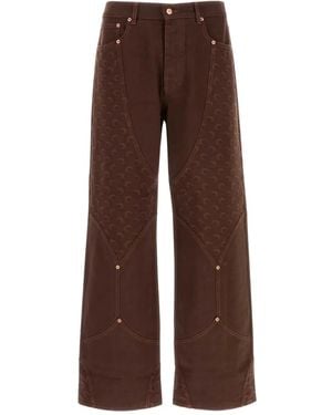Marine Serre Embroidered Pants - Brown