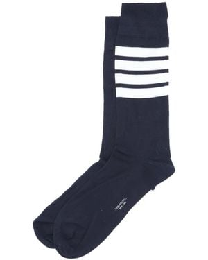 Thom Browne Lightweight Cotton 4-Bar Mid-Calf Socks - Black