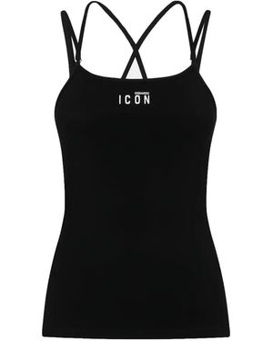 DSquared² Criss-Cross Strap Tank Top - Black
