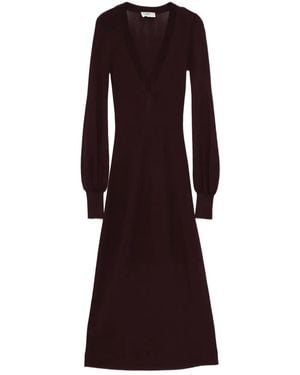 Elisabetta Franchi Vネック バルーンスリーブ ドレス - パープル