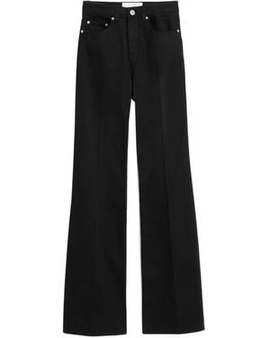 Ami Paris Jeans En Coton Coupe Évasée - Noir