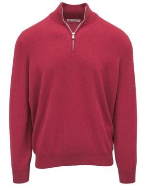 Brunello Cucinelli Sweat À Col Zippé - Red